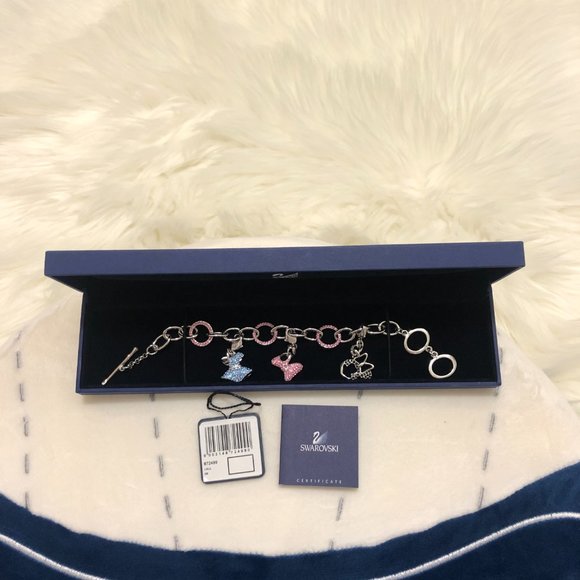 *BRAND NEW* Swarovski Minnie Mouse Rolo Link Toggle Bracelet with Charms - Picture 5 of 7